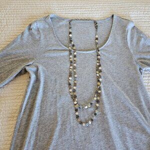 Chico's Metallic Necklace Silver and Gold Toned Double Strand
